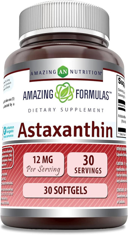 Amazing Formulas Astaxanthin 12mg Softgels Supplement | Non-GMO | Gluten Free (30)