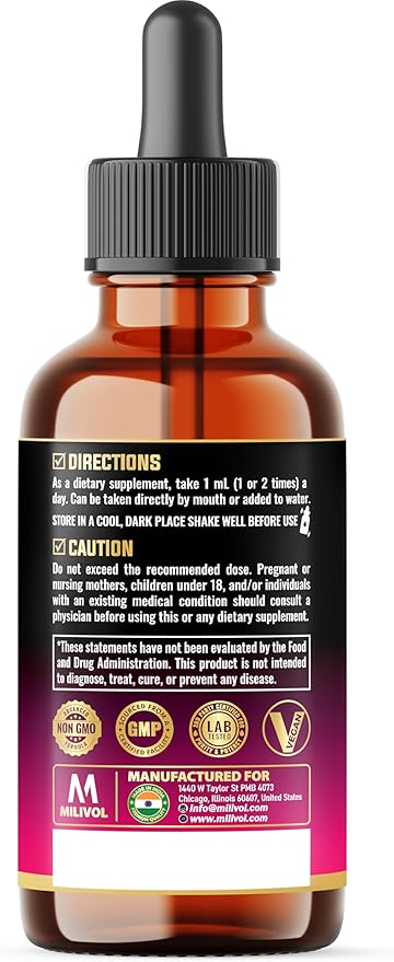 8in1 Milk Thistle Liquid Drops with Dandelion Root Extract, Artichoke Tincture, Turmeric Curcumin, Schisandra Berry, Chanca Piedra, Peppermint and Beet Root - 60 Days Supply - 2 Fl Oz