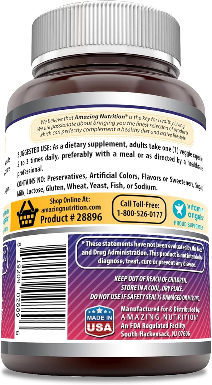 Amazing Formulas Elderberry Supplement | 500 Mg Per Serving | 120 Veggie Capsules | 10:1 Concentrate | Non-GMO | Gluten-Free | Made in USA
