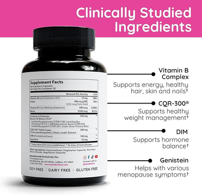 SlenderFlora - Menopause Probiotic Supplement | Weight Management, Hot Flashes, Night Sweats, Bloating | 70 Billion CFU | Gluten, Soy & Dairy Free | 60 Ct, Pack of 2