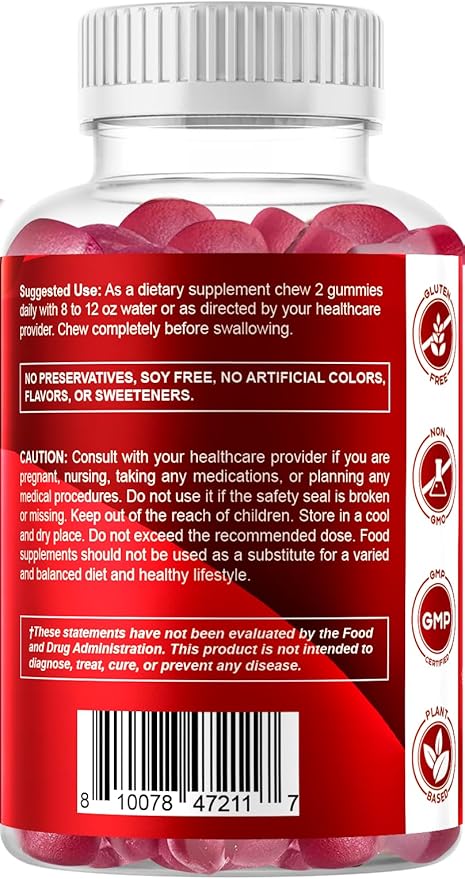 Vitamatic Sugar-Free Chromium Gummies with Ceylon Cinnamon – 2000 mg Equivalent Per Serving (from Extract 83 mg) – Non-GMO, Gluten-Free – 60 Vegan Gummies