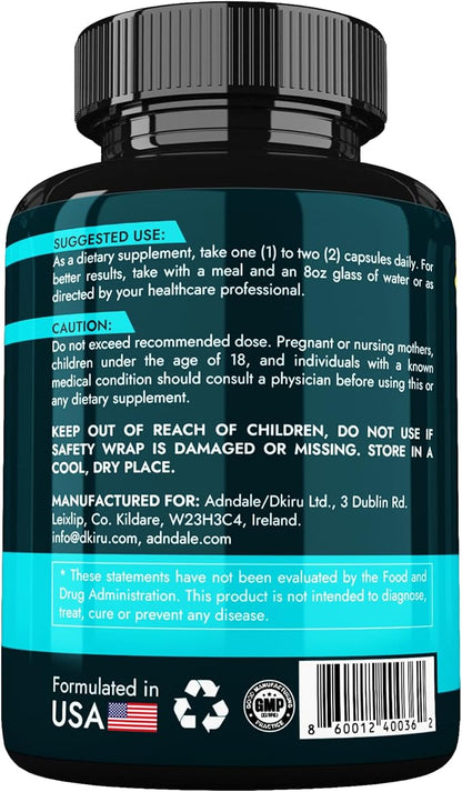 Adndale Sea Moss Capsules with Lion's Mane, Rhodiola Rosea, Shilajit for Women and Men Energy, Focus, Immune Support - 90 Count
