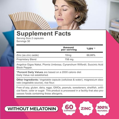 ZENZSUAL Bye Bye Menopause Supplements for Women – Natural Menopause Support for Hot Flashes, Night Sweats, Mood Swings & Hormone Balance – Melatonin-Free, Vegan, Estrogen-Free Formula – 60 Capsules