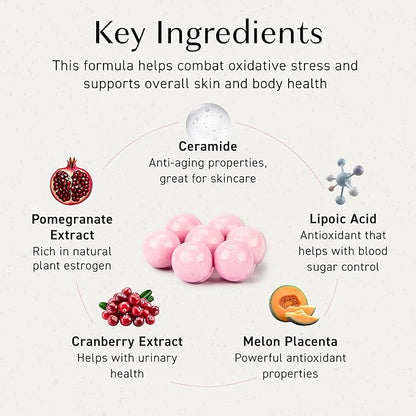 Umeken Pomegranate Balls, Chewable Supplement with Natural Vitamins, Minerals, Citric Acids & Tannins, Japanese Pomegranate Supplements for Women, 1 Year Supply, 360 Count Bottle, Pack of 6
