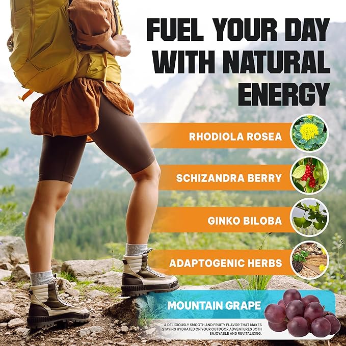 Acli-Mate Mountain Sport Drink Mix - Energy Powder Supplement - High Altitude Acclimatization Hydration - Recovery Drink for Running, Cycling, Hiking, Workout, Skiing, Travel & More - 1 Tub (Grape)