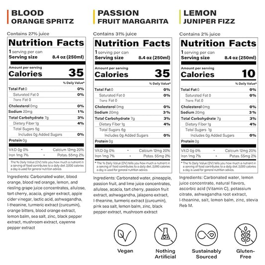 Peak Cocktails Non-Alcoholic Cocktail | Adaptogens, Nootropics, Superfoods for Recovery, Calm, Sleep | Ashwagandha, Tart Cherry, L-Theanine | Mixologist-crafted | 8.4 oz, 12-Pack Variety Pack