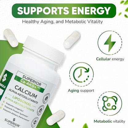 Superior Formulas Alpha-Ketoglutarate (AKG) | Physician Formulated | Cellular Energy & Longevity Support – 550mg