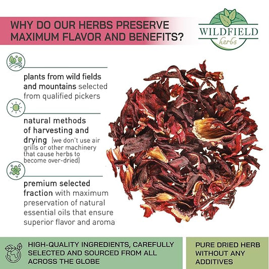 100 Bags Dried Hibiscus Flower Tea Herbal Flor De Jamaica (Hibiscus) - 100 Count 1.5g Tea Bags Dry Dried Hibiscus Flowers Herb Hibisko