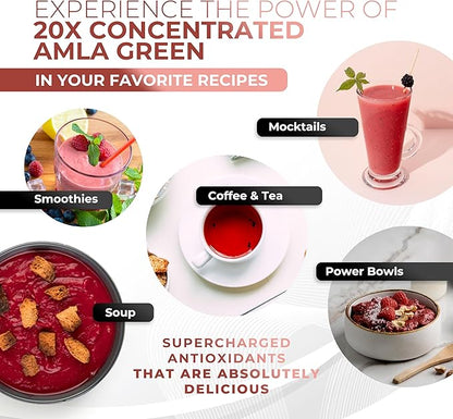 Amla Powder & Green Tea Superfood Supplement with Hibiscus, 20x Ultra Concentrated Amla, Antioxidant Support, Made with Oolong Tea and Indian Gooseberries, Organic, Vegan, Hibiscus, 30 Servings
