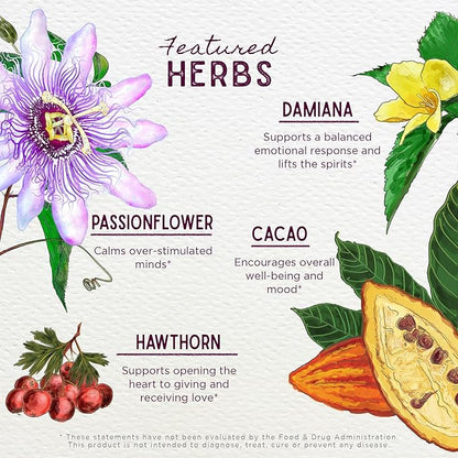 WishGarden Herbs Liquid Bliss Mood Elevator - Plant-Based Herbal Supplement with Organic Cacao, Cotton Root, Passionflower, Increases Sense of Connection, 4oz