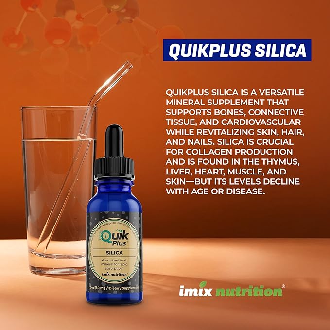 QuikPlus Liquid Mineral Supplement for Adults – Vegan, Gluten-Free, All Natural, Highly Bioavailable – 2 oz Bottle (Silica)