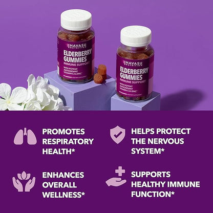Sambucus Elderberry Gummies for Adults - Immune Support Supplement with Vitamin C and Zinc - Enhanced Formula for Daily Defense - 120 Count, 2 Month Supply, Berry Flavor - Convenient Wellness