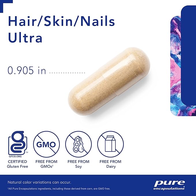 Pure Encapsulations Hair/Skin/Nails Ultra Advanced Beauty Supplement - Biotin & Collagen Supplement for Healthy Hair, Strong Nails & Youthful Skin Support* - 60 Capsules