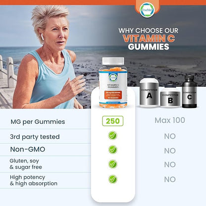 Vitamin C Gummies with Zinc Probiotics for Immune Support Non-GMO Gluten Free Supplements 60 Gummies