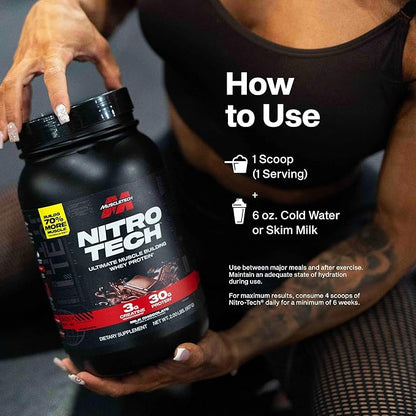 Whey Protein Powder | MuscleTech Nitro-Tech Whey Protein Isolate & Peptides | Lean Protein Powder for Muscle Gain | Muscle Builder for Men & Women | Sports Nutrition | Cookies and Cream, 4lb (40 Serv)