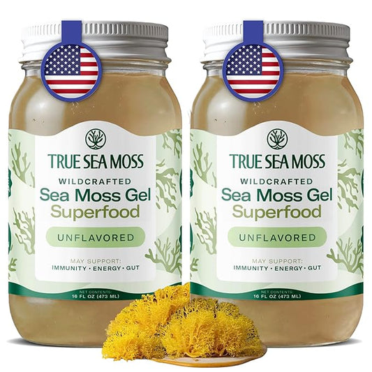 TrueSeaMoss Sea Moss Gel – Made in USA – Wildcrafted Seamoss, Dried Seaweed & Sea Vegetables – Original, Pack of 2 (Labels May Vary)