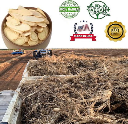 1LB American Ginseng Slices from Wisconsin,American Wisconsin Ginseng Slices Root for Tea, Energy for Men Women Mental Health Boosts Immunity, 花旗參/西洋參, Long Strip 4OZ/ 4Boxes,