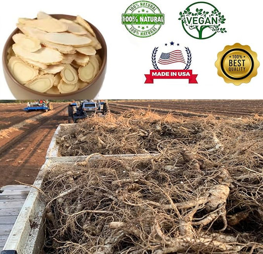 1LB American Ginseng Slices from Wisconsin,American Wisconsin Ginseng Slices Root for Tea, Energy for Men Women Mental Health Boosts Immunity, 花旗參/西洋參, Long Strip 4OZ/ 4Boxes,