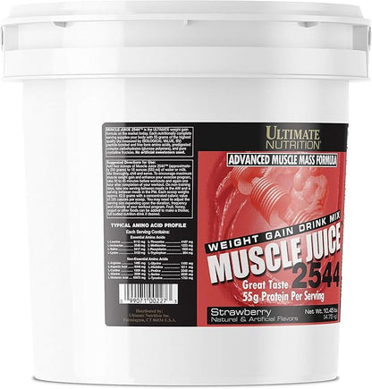 Ultimate Nutrition Muscle Juice, Weight Gain Drink Mix - Mass Gainer Workout Powder for Men & Women - Supplement for Lean Muscle Growth & Immune Support with 55g Protein - Strawberry, 10.45lb