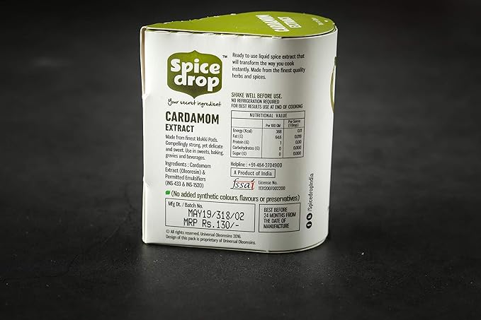 Spice Drop Cardamom Extract - Up to 180 Drops Per Bottle | Tea, Coffee, Cooking, Baking, Dessert | Pure Whole Green Cardamom Pod Extract | No Added Color or Preservative | Vegan (0.17oz, Pack of 1)