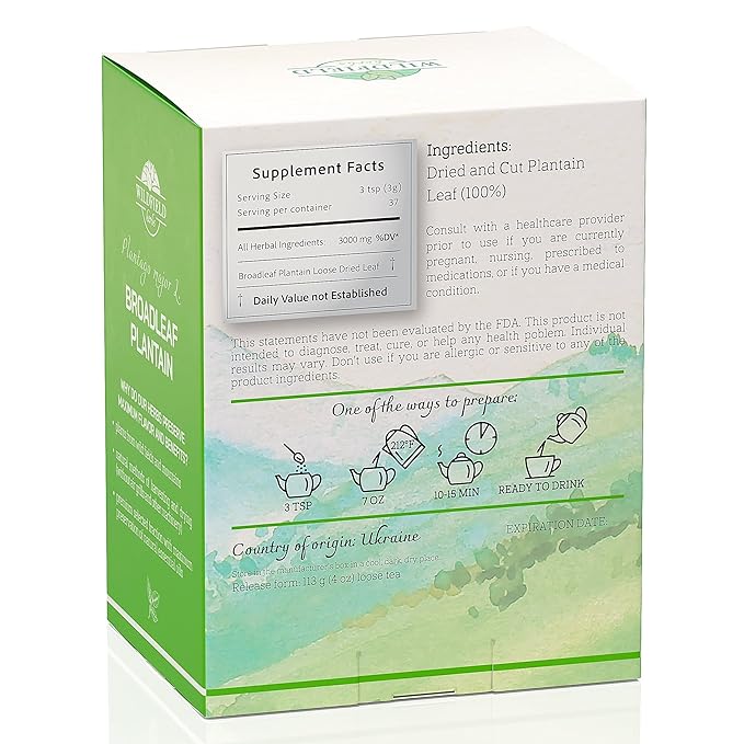4 oz. Plantain Leaf Herb Tea Dried Plaintains (Plantago Major) - 113 g Greater Broadleaf Plantain Leaf Tea Llanten