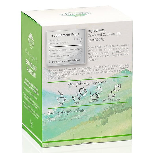 4 oz. Plantain Leaf Herb Tea Dried Plaintains (Plantago Major) - 113 g Greater Broadleaf Plantain Leaf Tea Llanten