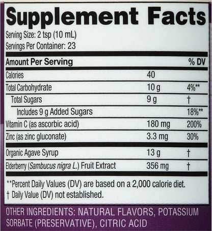 Zarbee''s Liquid Daily Immune Support, High Concentrate Liquid, with Real Elderberry Vitamin C & Zinc, Black Elderberry Flavor, For Daytime Use, 8 Fl Oz, brand is Zarbee''s