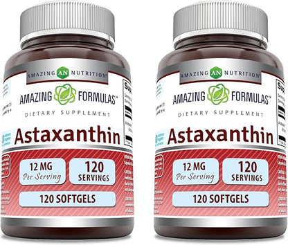 Amazing Formulas Astaxanthin 12mg Softgels Supplement | Non-GMO | Gluten Free (120 Count | 2 Pack)