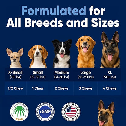 Woofy Advanced Strength Hip & Joint Health Supplement for Dogs - with Glucosamine, Chondroitin, MSM, Omega 3 and Green Lipped Mussel, 90 Flavored Chews for Small and Medium Dog Breeds