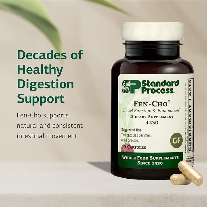 Standard Process Fen-Cho - Digestive & Gut Health Supplement - Gluten-Free, Non-Dairy & Non-Soy - 90 Capsules (45 Servings)