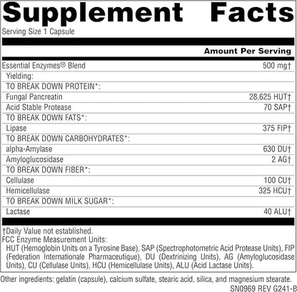 Source Naturals Essential Enzymes 500mg Bio-Aligned Multiple Enzyme Supplement Herbal Defense for Digestion, Gas, Constipation & Bloating Relief - Supports Immune System - 240 Capsules