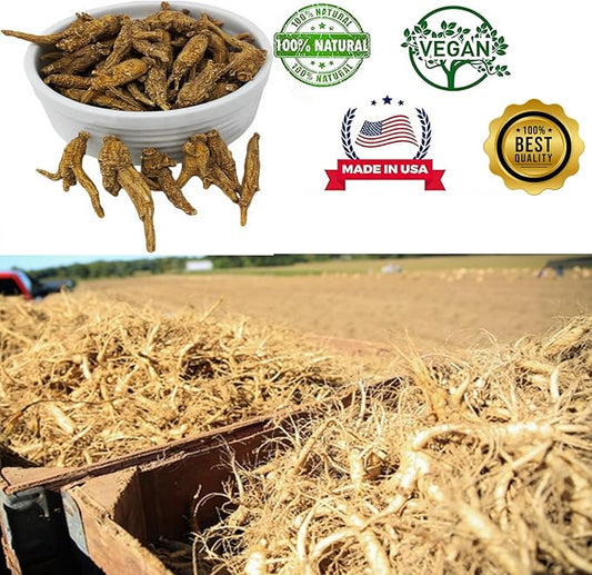 Wisconsin American Ginseng 8OZ, American Wisconsin Ginsengss Slices Root 西洋参/花旗参 Energy for Men & Women Ginseng in Soup, Tea Smoothies Medium 4 Ounce 2 Box