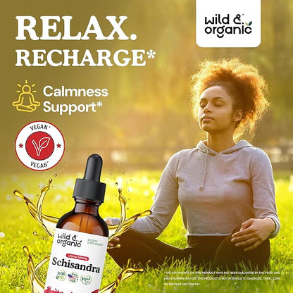 Wild & Organic Schisandra Berry Extract Drops 500 mg - Relaxing Schisandra Supplement - Liquid Chinensis Tincture - Vegan, Sugar & Alcohol-Free - 2 fl oz