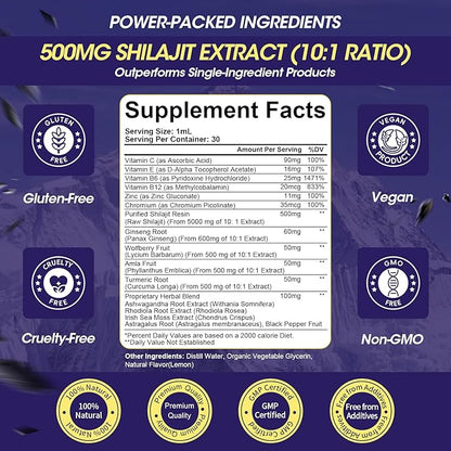 (2 Pack) Shilajit for Men & Women, 16-in-1 Liquid Shilajit Drops, Trace Minerals, Ginseng, Turmeric, Ashwagandha, Immune Support, Energy Boost & Joint Health, 2 FL. Oz