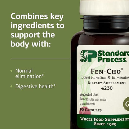 Standard Process Fen-Cho - Digestive & Gut Health Supplement - Gluten-Free, Non-Dairy & Non-Soy - 90 Capsules (45 Servings)