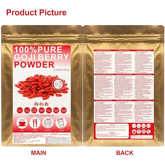 100% Wolfberry Powder 100g/3.52oz 枸杞粉 Goji Flour, Goji Berry Powder For Smoothies, Shakes, Baking & Drinks,| Free from Preservatives