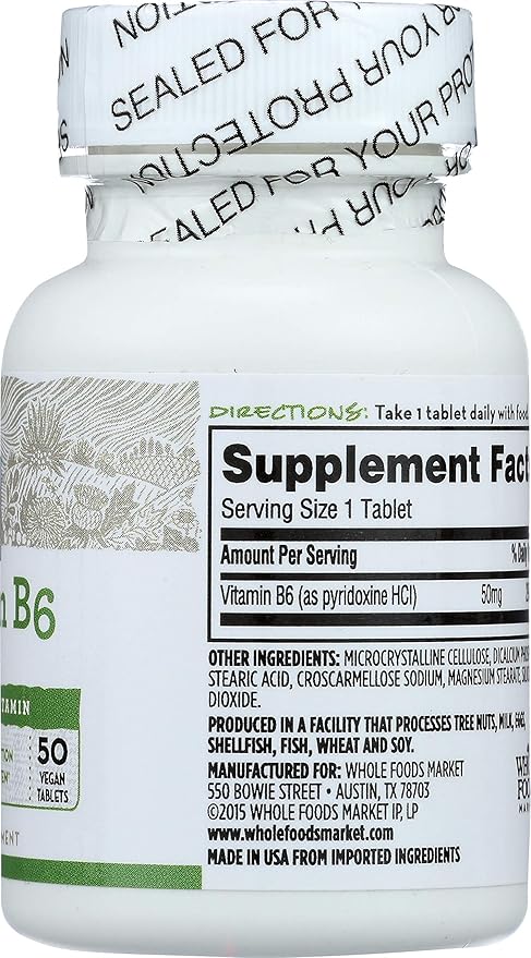 365 by Whole Foods Market, Vitamin B6 50Mg, 50 Count (Pack of 2)