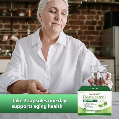 500mg Liposomal NAD+ Supplement, 800mg ResUP10 Resveratrol Complex, Support Aging Health & Cellular Energy, Cardiovascular Supplements,Antioxidant Formula for Men & Women, 30 Servings