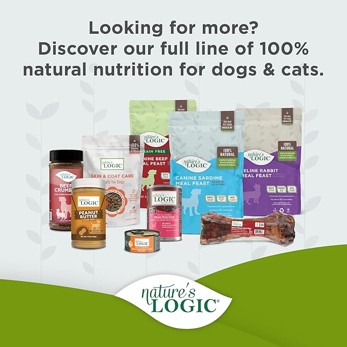 Nature's Logic Dehydrated Bone Broth Powder - 100% Natural Dog & Cat Topper - Rich in Glucosamine & Chondroitin - Boosts Immune System - Gluten-Free, No Synthetic Ingredients – Pork, 6oz