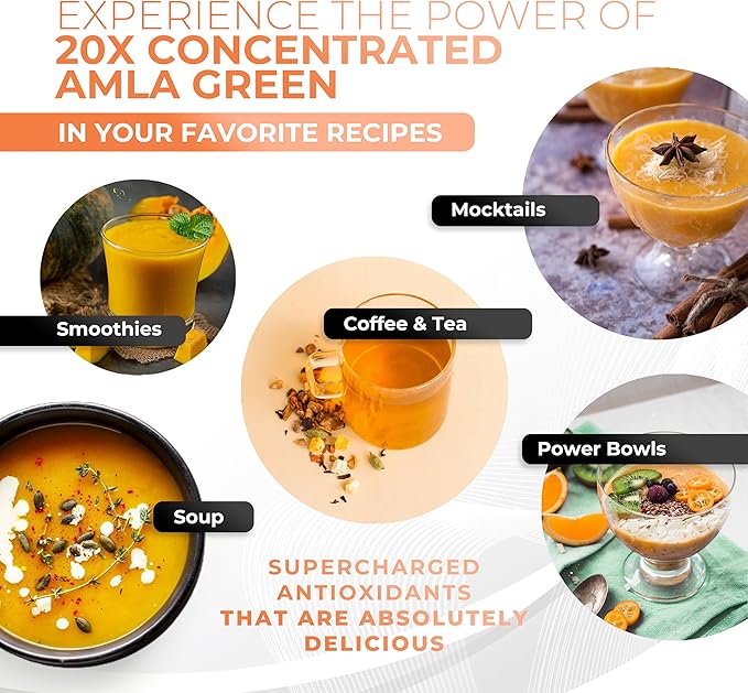 Amla Powder Superfood Supplement with Pumpkin Spice, 20x Ultra Concentrated Amla, Made with Cinnamon, Ginger, Nutmeg, Cloves, Allspice, Cardamom, Indian Gooseberries, Pumpkin Spice, 30 Servings