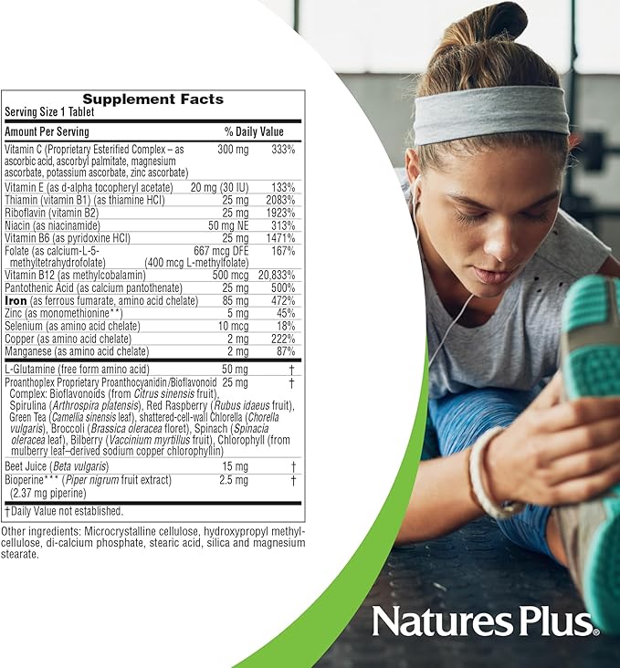 NaturesPlus Hema-Plex Iron - 30 Slow-Release Tablets - 85 mg Chelated Iron - Total Blood Health - with Vitamin C & Bioflavonoids - Non GMO, Vegetarian & Gluten Free - 30 Servings