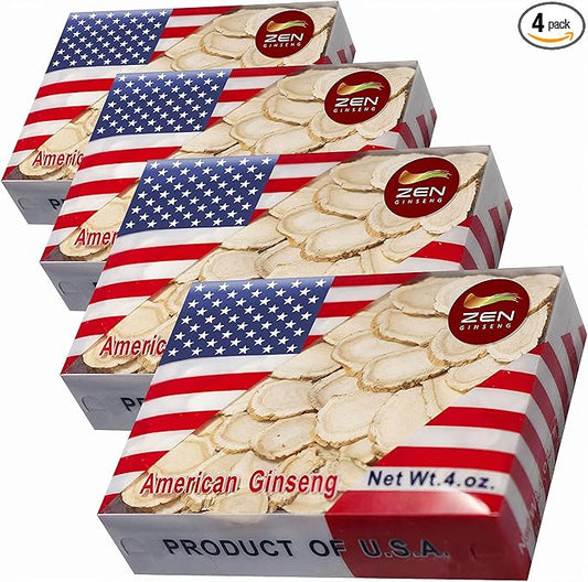 4 Boxes of Hand Selected American Wisconsin Ginseng Slice (16 Oz.) - Boost Your Immune System Fast