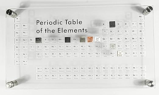 Acrylic Periodic Table Science Education Collection Bracket for Element Cubes + 9pcs 0.39" 10mm Engraved Density Up to 99.99% Pure Metal - Aluminium Bismuth Carbon Copper Iron Nickel Zinc Titanium Tin