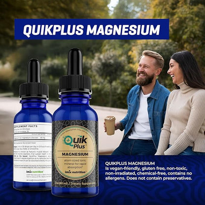 QuikPlus Liquid Mineral Supplement for Adults – Vegan, Gluten-Free, All Natural, Highly Bioavailable – 2 oz Bottle (Magnesium)