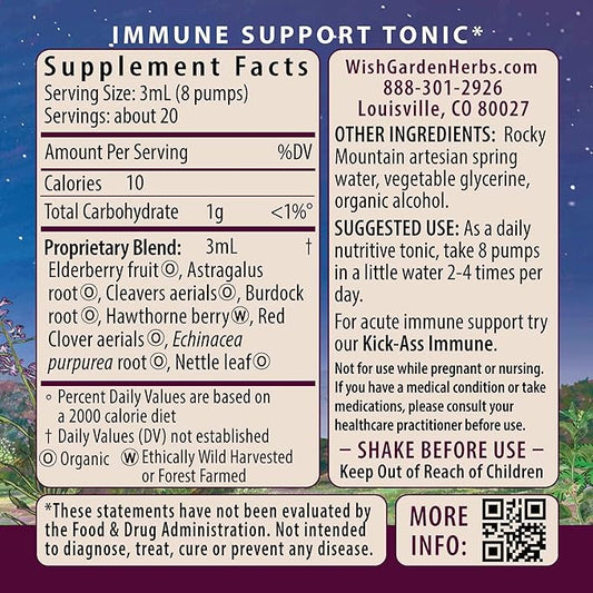 WishGarden Herbs Daily Immune Builder with Black Elderberry & Astragalus - Daily Immune Support Formula for Adults, Herbal Immune System Booster with Elderberries, 4oz
