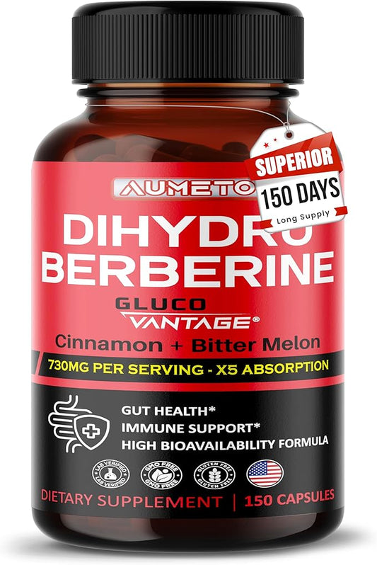 8 in 1 Dihydroberberine Supplement - Per Capsule Provides - Support Digestion, Immunity - with Ceylon Cinnamon, Milk Thistle, Turmeric, Bitter Melon