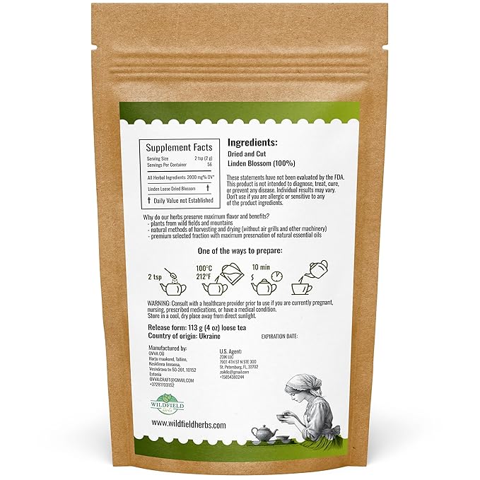 4 oz Linden Tea Dried Linden Flower Tea Blossom Herbal (Tilia Cordata) - 113g Herb Lipa Tila