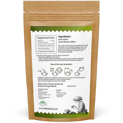 4 oz Linden Tea Dried Linden Flower Tea Blossom Herbal (Tilia Cordata) - 113g Herb Lipa Tila