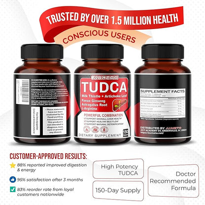 TUDCA Supplement (Tauroursodeoxycholic Acid) with Milk Thistle, Artichoke, Panax Ginseng, Astragalus - Bile Flow & Digestion Support (150 Count (Pack of 1))