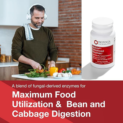 Protocol BioCore Enhanced Enzymes - Helps Digest Beans & Cruciferous Vegetables* - Digestion Supplement* - Amylase & Lipase - Kosher & Vegan - 90 Veg Capsules